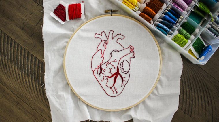 Heart Design Of Handmade Embroidery