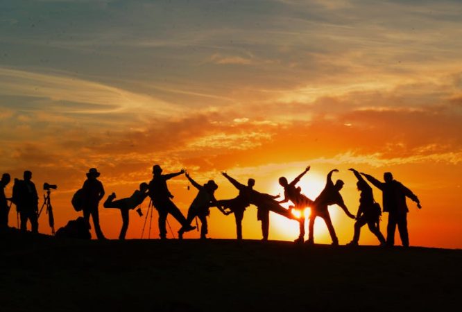 Silhouette of People during Golden Hour